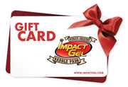 Gift card with Impact Gel logo and red bow