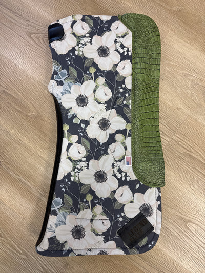 *NEW LEGEND ELITE NAVY FLORAL 3/4" Thick x 32" LONG w/ GREEN CROC LEATHERS