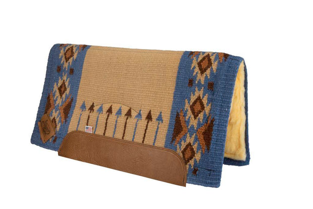 Aim High Straightback Woven Saddle Pad: blue, tan, and brown with arrow and diamond pattern