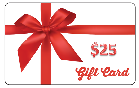 $25 Gift card with Impact Gel logo and red bow
