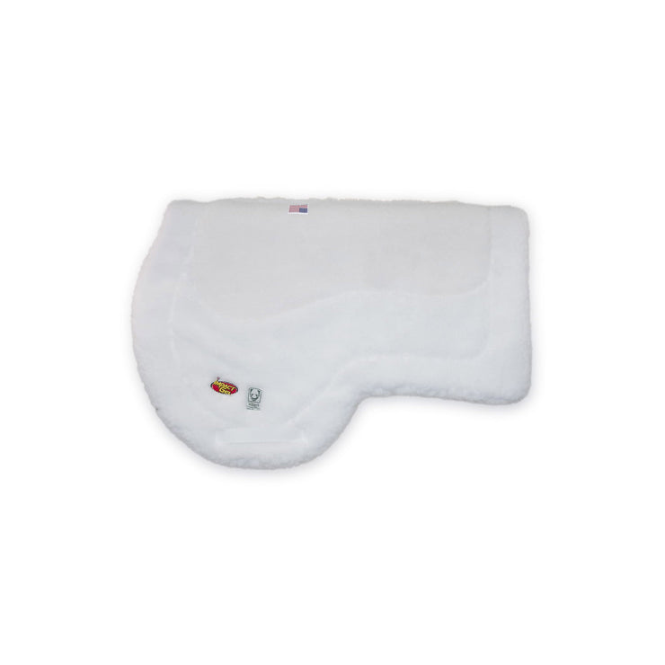 White plush AQHA Saddle pad with Impact Gel and Wilker's logos