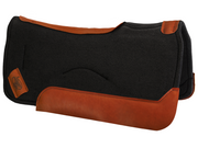Black contour saddle pad with burnt red leather