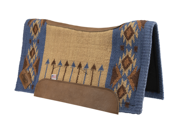 Aim High Contour Woven Saddle Pad: blue, tan, and brown with arrow and diamond pattern
