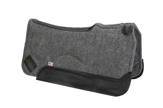 Contour saddle pad in gray felt with black leather