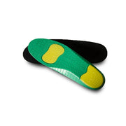 World's Greatest Insoles- pair with black surface, green and yellow bottom
