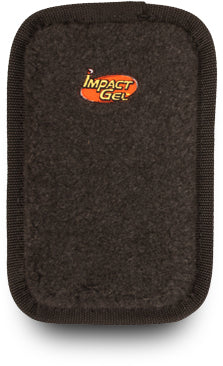 Rectangular shaped Mile Buster Motorcycle Seat Cushion- black fleece top with Impact Gel logo