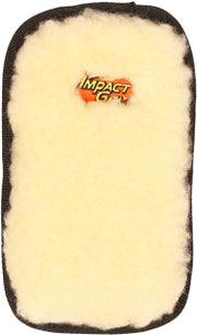 Rectangular shaped Mile Buster Motorcycle Seat Cushion- cream fleece top with Impact Gel logo
