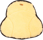Mile Buster Motorcycle Seat Cushion- cream colored fleece with Impact Gel logo