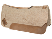 Contour tan saddle pad with brown leather