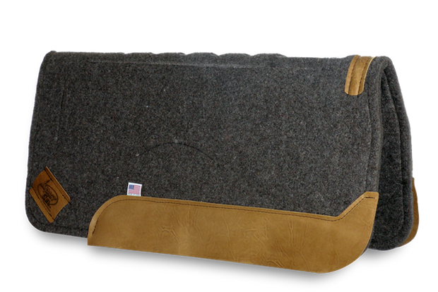 Gray Straightback Saddle Pad with brown leather 